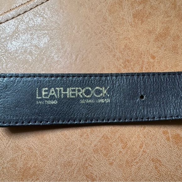 LEATHEROCK LEATHER BLACK & METALLIC SNAKESKIN PRINT CHAIN BELT GOLD HARDWARE - Picture 3 of 12